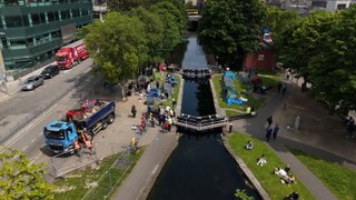Asylum seekers moved on from makeshift camp at Dublin’s Grand Canal ahead of Europa League final
