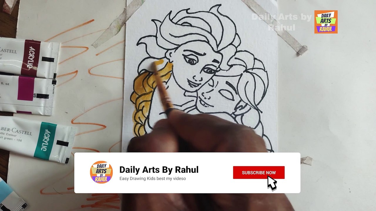 Anna Hugs Elsa Drawing, Painting, Coloring Book for Kids and Toddlers | Child Art | Draw Anna, Elsa