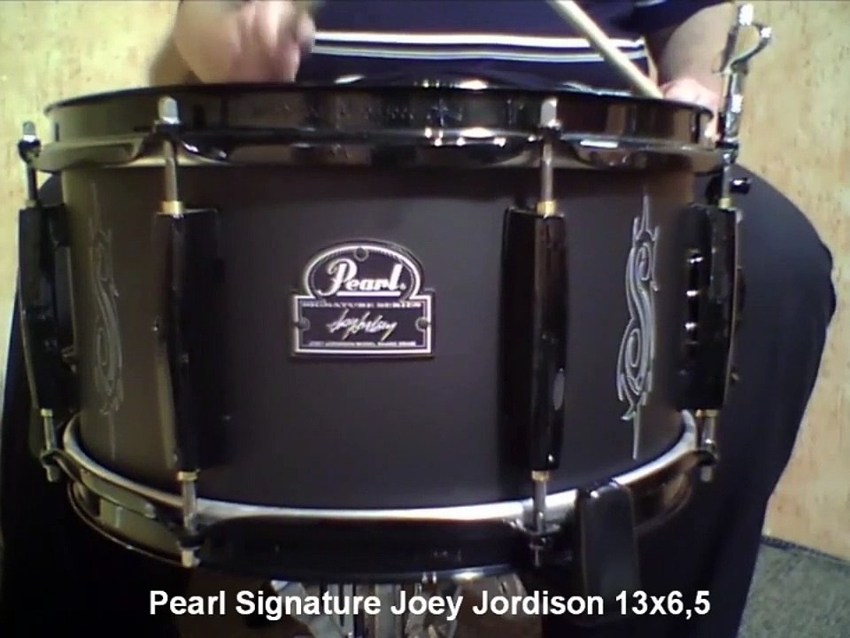 Pearl 6.5x13 8-Lugged Joey ''#1'' Jordison Signature JJ1365 Black Coated Steel Metal Snare Drum (Apr 16, 2010) [bateraclube-Batera Clube Drum Shop]