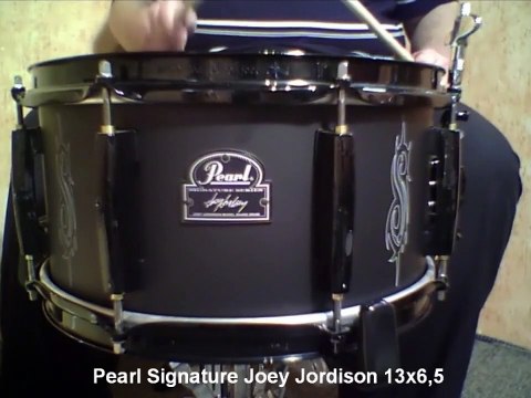Pearl 6.5x13 8-Lugged Joey ''#1'' Jordison Signature JJ1365 Black Coated Steel Metal Snare Drum (Apr 16, 2010) [bateraclube-Batera Clube Drum Shop]