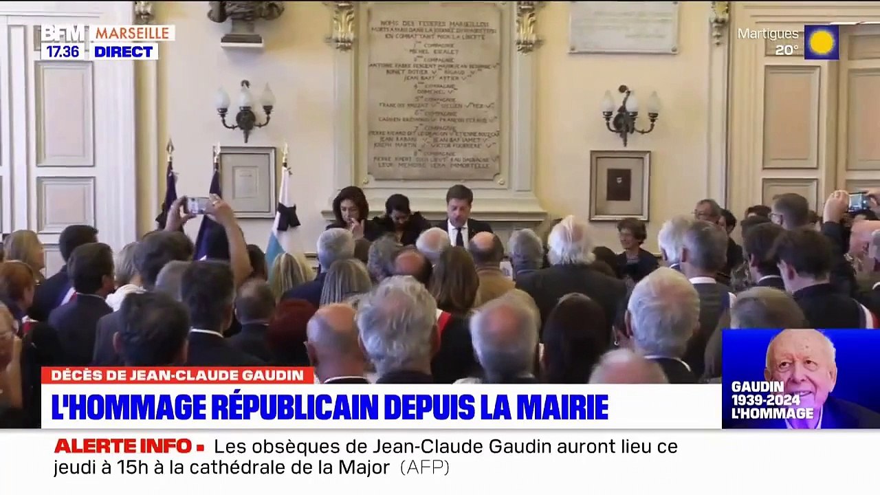 Plusieurs dizaines d’élus et de conseillers municipaux se sont regroupés hier soir à la mairie de Marseille pour rendre hommage à l’ancien maire Jean-Claude Gaudin, décédé lundi à 84 ans - VIDEO