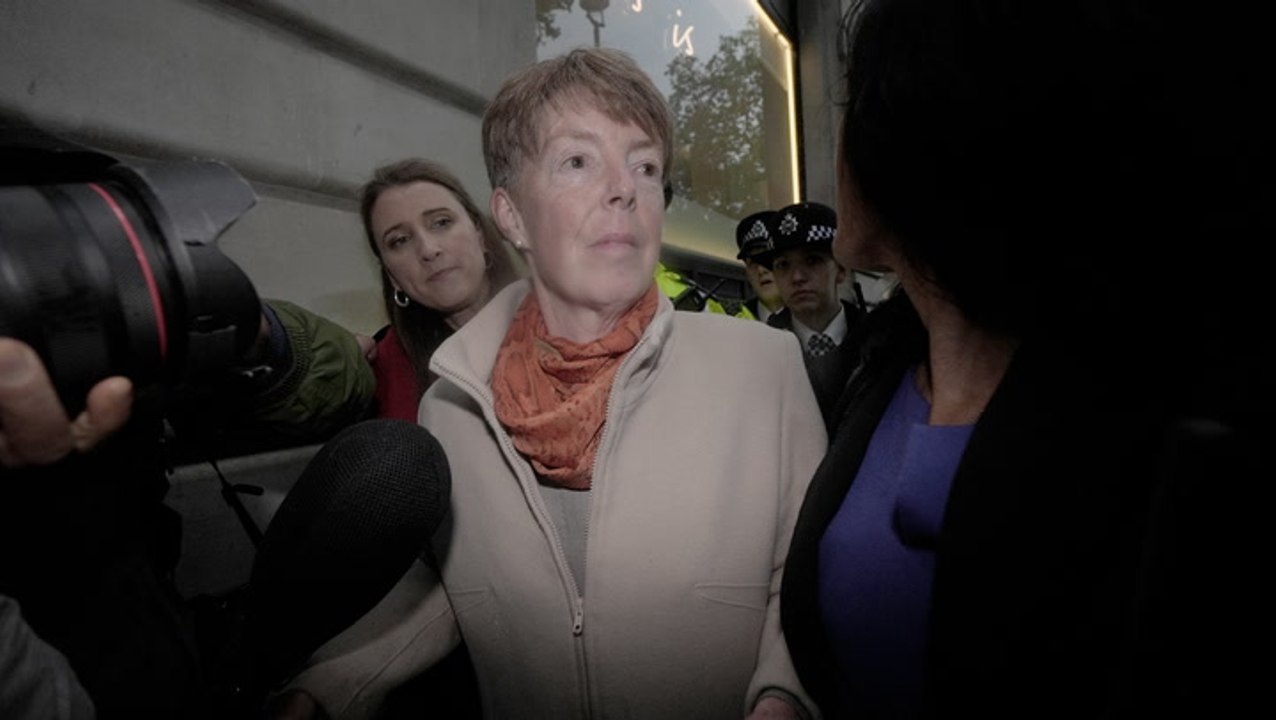 Paula Vennells surrounded by police as she arrives at Post Office Horizon IT inquiry to give evidence