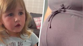 Toddler baffled by mum's post-partum bump and asks if she has 