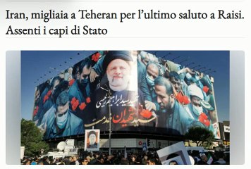 Iran, migliaia a Teheran per l’ultimo saluto a Raisi. Assenti i capi di Stato