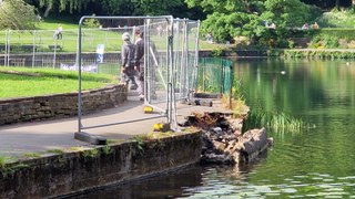 Fences go up after another lake wall collapse at Crookes Valley Park