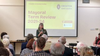 The outgoing Mayor, Cllr Liz Brookes-Hocking speaking at the End of Term Reception, video by Alan Quick IMG_2977
