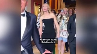 Cannes'a katılan Cate Blanchett'ten kırmızı halıda Filistin mesajı