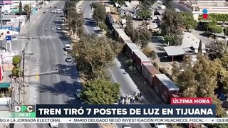 Tren en Tijuana tira siete postes de luz