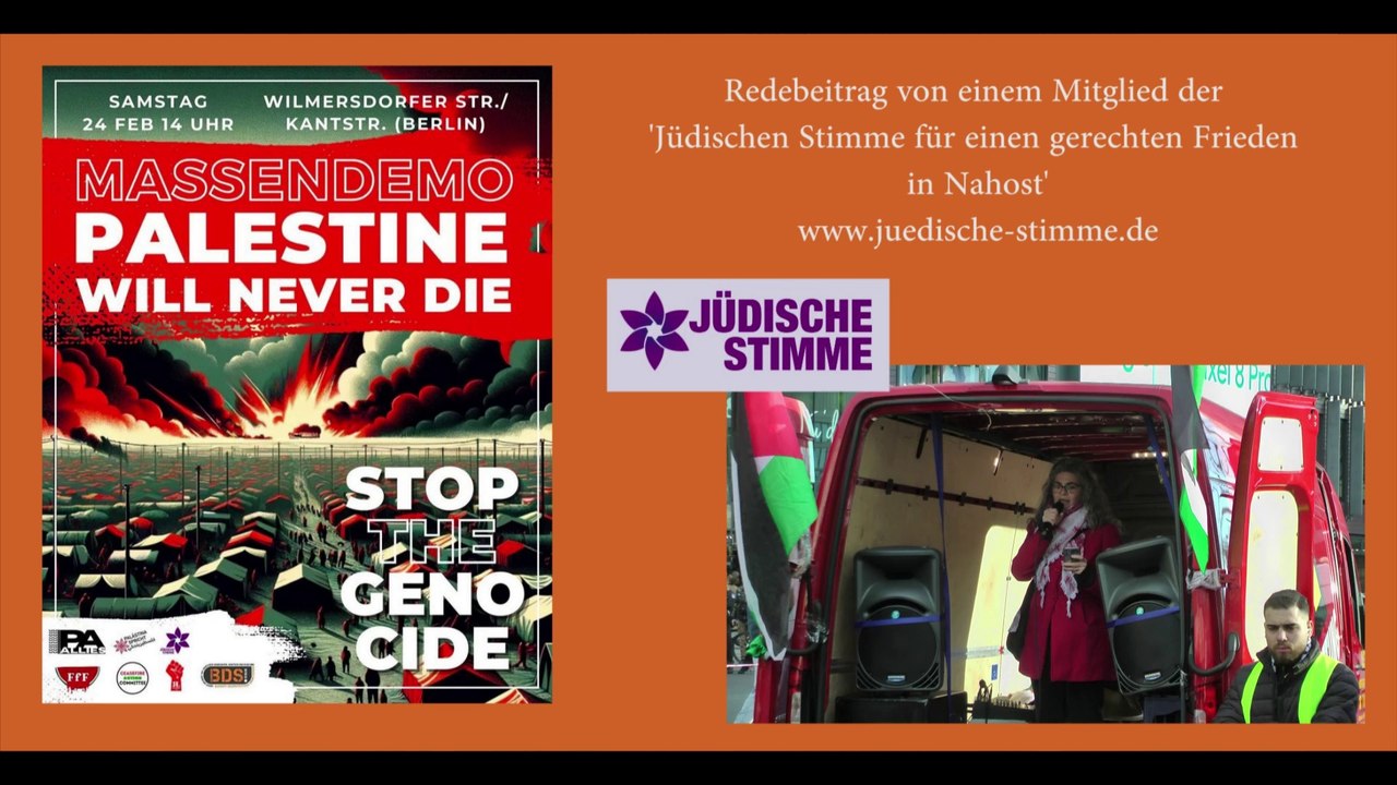 Jüdische Stimme - 2. Redebeitrag auf der Demo 'Palestine will never die' in Berlin