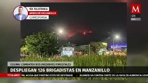 Brigadistas combaten incendios forestales en Manzanillo, Colima