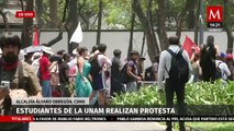 Estudiantes de la UNAM protestan contra los hechos violentos suscitados en CCH Naucalpan