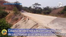 Colapso de obra hidráulica en camino ejidal de Las Choapas es un peligro para conductores