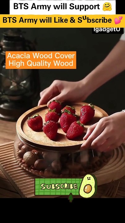 Creative Glass Food Storage Containers with Wooden Lid Kitchen Snack Fruit Candy Nut Sundries.