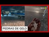 RS: Moradores registram chuva de granizo durante temporal em Pelotas