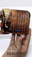 SENUSERT wallet with King Tutankhamun painted on it, made of calf leather, Egyptian made