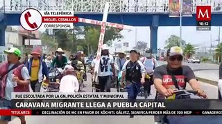 Más de mil migrantes llegan a la capital de Puebla