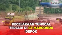 Kecelakaan Tunggal, Dump Truk Pasir Tabrak Pembatas GT Margonda Depok