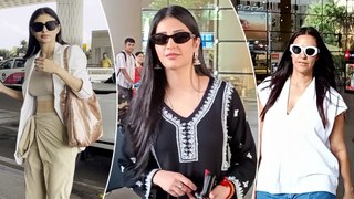 Bollywood Beauties Sizzle At The Airport, Neha Dhupia, Mouni Roy, Shruti Haasan