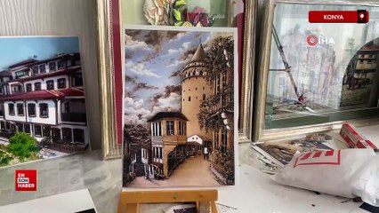 Konya'da eşinin acısını sanatı ile dindirdi