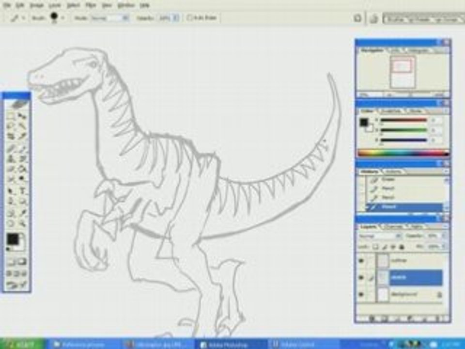 Dinosaur Comic Book Art - Velociraptor - Speed Drawing