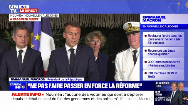 Nouvelle-Calédonie: Je me suis engagé à ce que cette réforme ne passe pas en force dans le contexte actuel , annonce Emmanuel Macron
