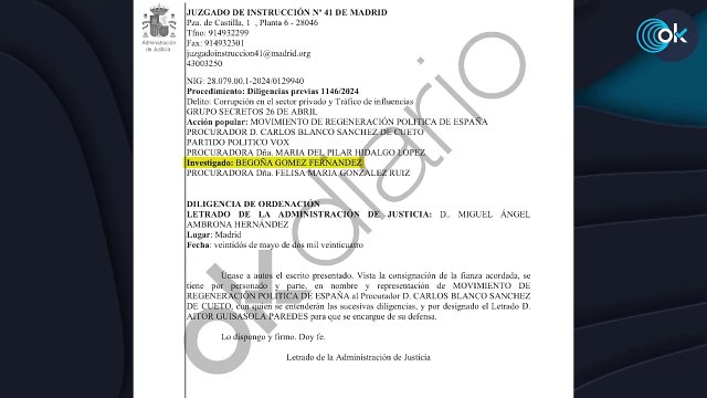 El juez dicta dos autos con Begoña Gómez como investigada por corrupción y tráfico de influencias