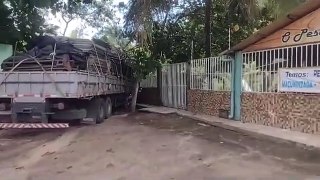 Após ficar sem freios, caminhão bate em muro de restaurante próximo a Maceió