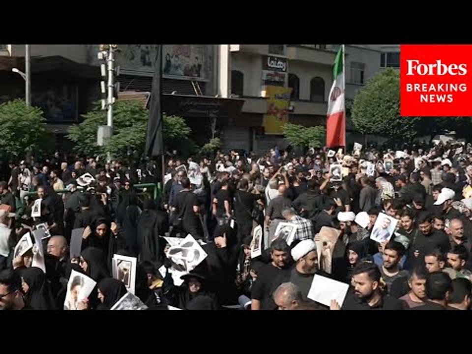 Massive Crowds Attend Funeral Procession In Tehran, Iran, For Iranian President Ebrahim Raisi
