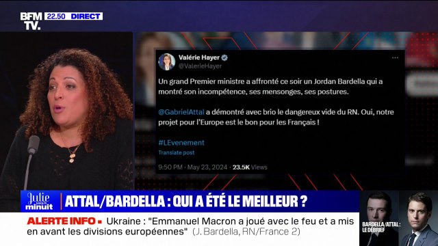 Débat Attal/Bardella: Valérie Hayer est complètement évincée , pour la journaliste Nora Hamadi