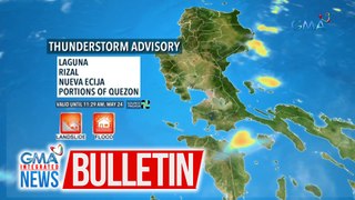 Nakataas ngayon ang thunderstorm advisory sa Laguna, Rizal, Nueva Ecija at ibang panig ng Quezon | GMA Integrated News Bulletin