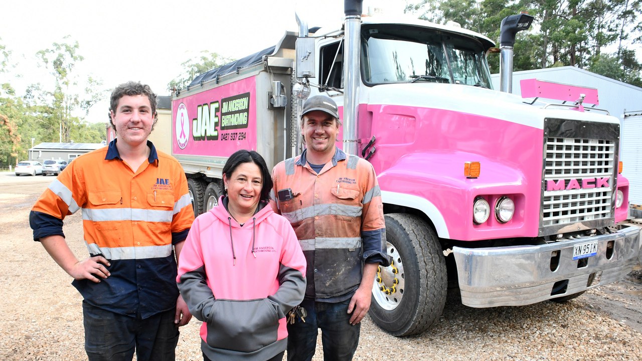 Jim Anderson Earthworks pink truck