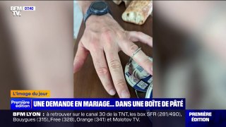 Une femme fait sa demande en mariage grâce à une boîte de pâté Hénaff