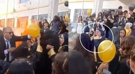 Mezuniyet töreninde helyum gazlı balonlar bomba gibi patladı: 8 öğrenci yaralandı