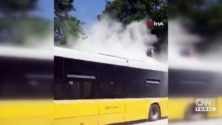 İstanbul’da hareketli dakikalar: İETT otobüsü yandı!