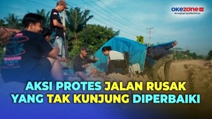 Download Video: Sekelompok Remaja di Lampung Dirikan Tenda Camping di Jalan Rusak dan Berlubang