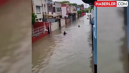 Adana'da Yağmur Sonrası Yollar Göl Oldu, Çocuklar Yüzdü