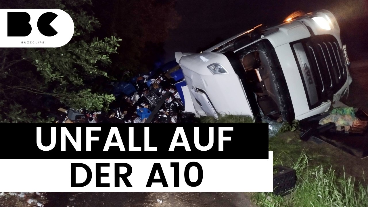 Bier-lkw kippt um: fahrer hatte über 3 promille!