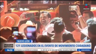 Desplome de escenario en mitin de MC en Nuevo León: Lesionada narra lo ocurrido
