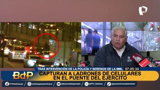 PNP y serenos de la MML capturan a ladrones de celulares en el puente del Ejército