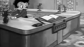 Betty Boop (1937) Service with a smile, animated cartoon character designed by Grim Natwick at the request of Max Fleischer.
