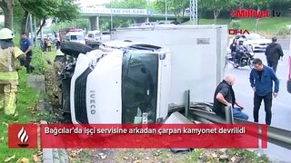 İstanbul'da kamyonet ile işçi servisi çarpıştı! Yaralılar var