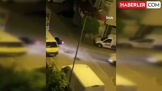 Esenyurt'ta çalıntı motosikletle kaçarken kaza yapan şahıs ile polis arasında kovalamaca kamerada