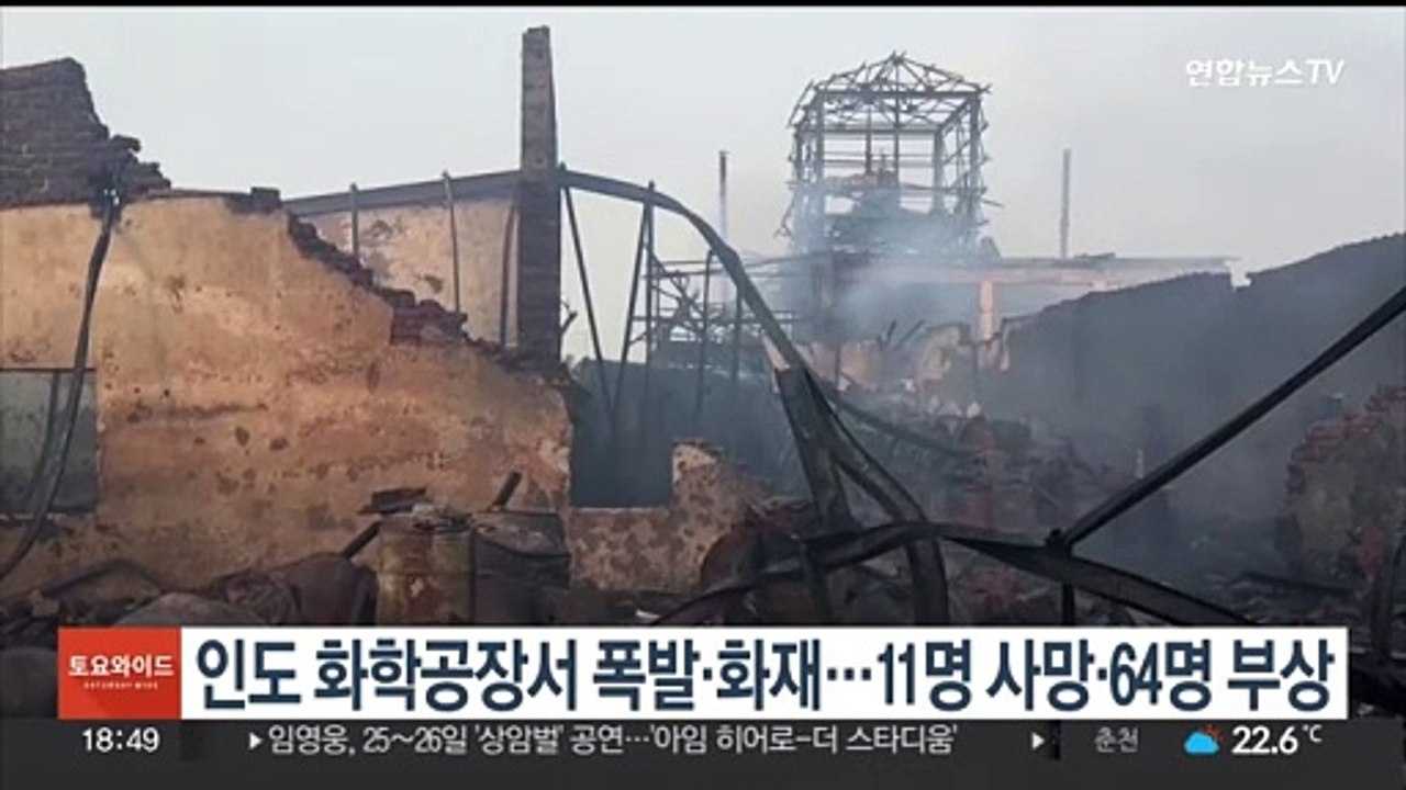 인도 화학공장서 폭발·화재…11명 사망·64명 부상