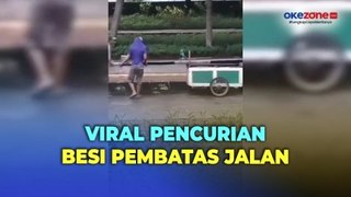 Polisi Ciduk Pencuri Besi Pembatas Jalan di Jakarta Utara yang Viral di Media Sosial