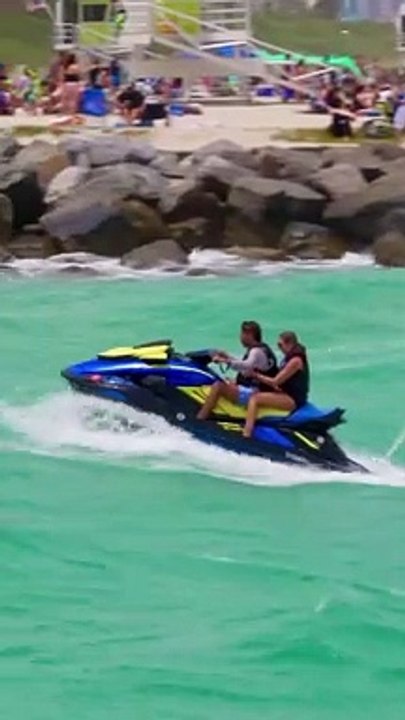 Amazing how they both stayed on after that Jetski stuffing on crazy Sunday this week at the Haulover Inlet in Miami, Florida