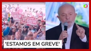 Professores protestam por reajuste salarial em evento com Lula em Guarulhos