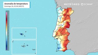 Mapa de anomalia térmica em Portugal