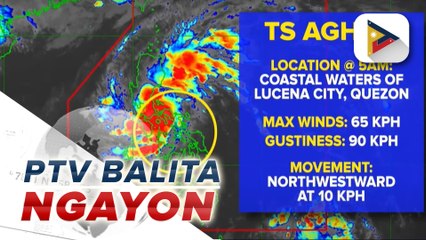 Bagyong Aghon, isa ng ganap na tropical storm; signal number 2, itinaas na sa northern at central portions ng Quezon Province