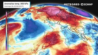 Mapa de anomalías de temperatura a unos 1500 metros.