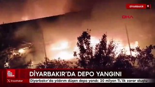 Diyarbakır’da yıldırım düşen depo yandı